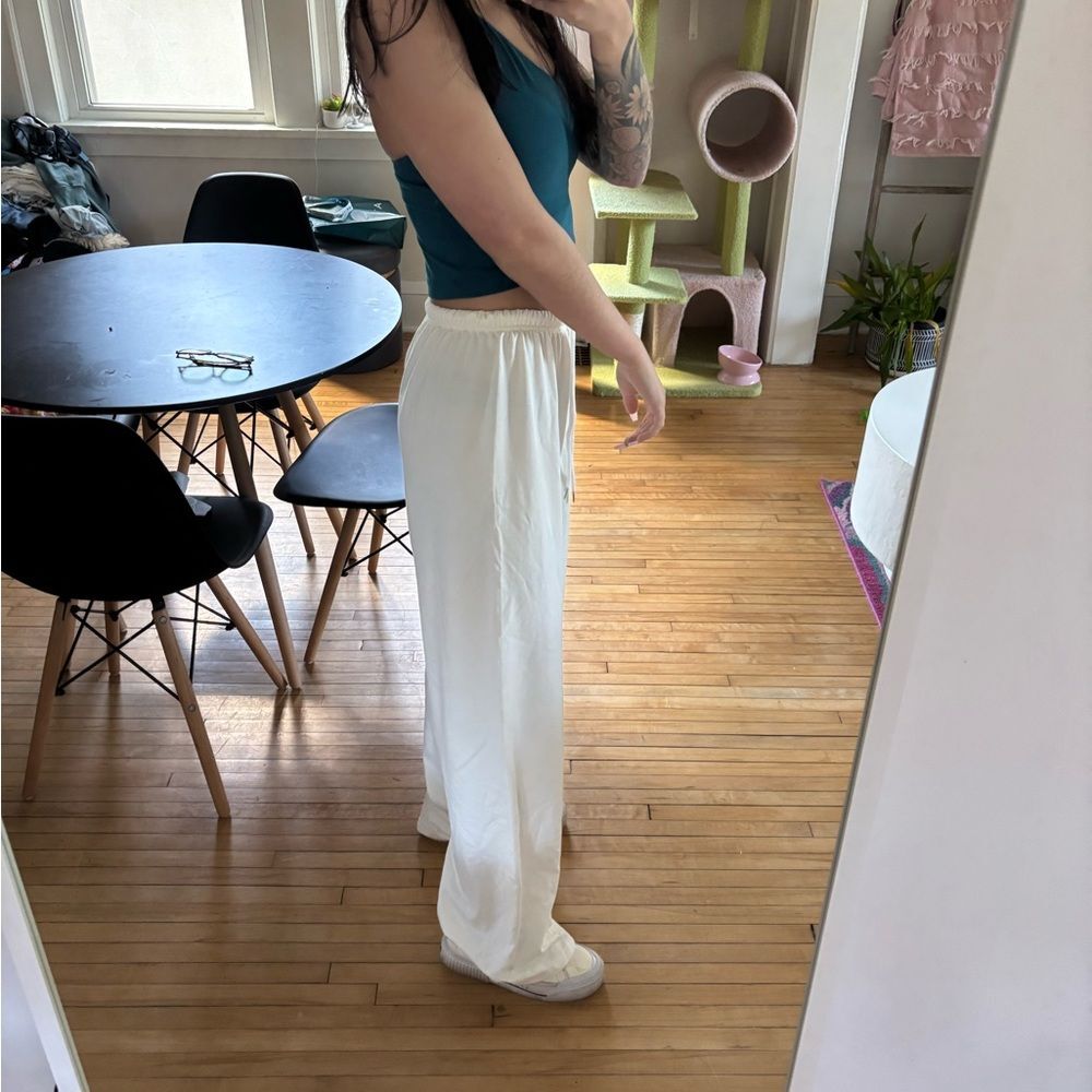 SHEIN White Drawstring Wide-Leg Lounge Pants - Picture 3 of 3